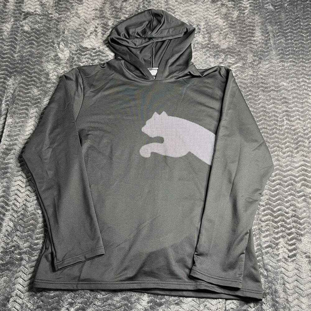 PUMA Train All Day Cat Pullover Hoodie Mens Black Casual Outerwear Size L